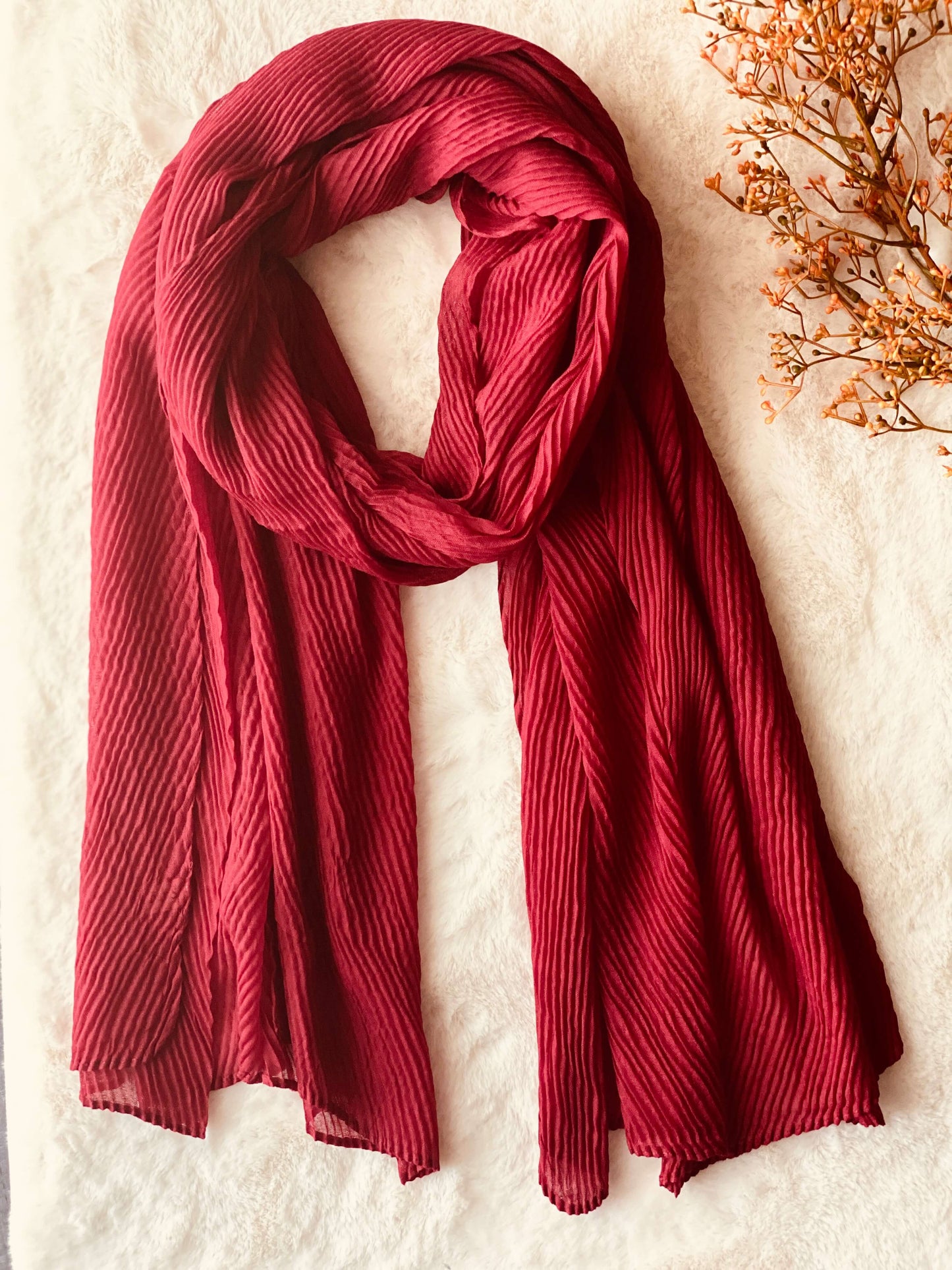 Wine Red - Soft Crinkle Crimp Hijab