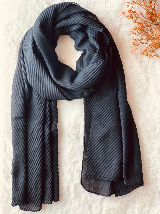 Black - Soft Crinkle Crimp Hijab