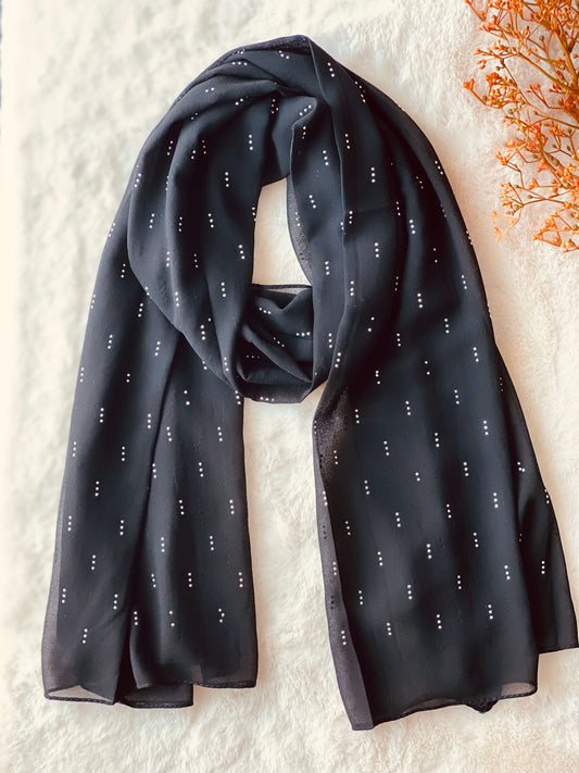 Black - Chiffon Rhinestone Hijab