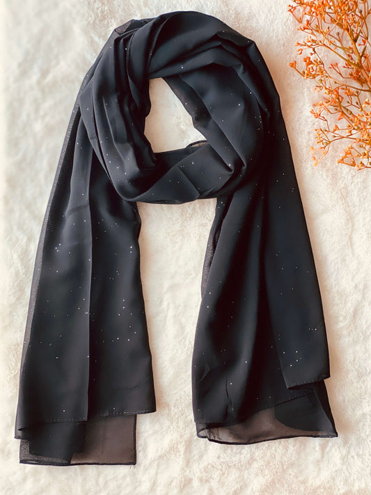 Black - Sparkling Chiffon Hijab