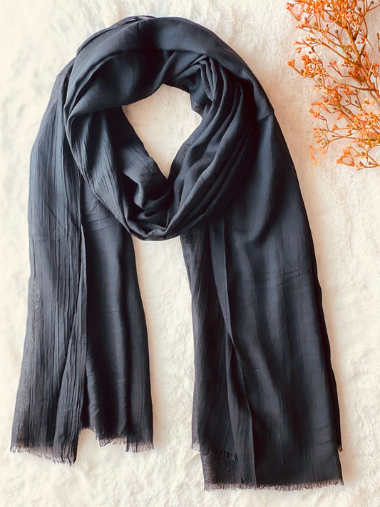 Black - Turkish Slubs Lawn Hijab