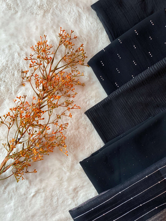 5 All Black Lawn Hijab Bundle
